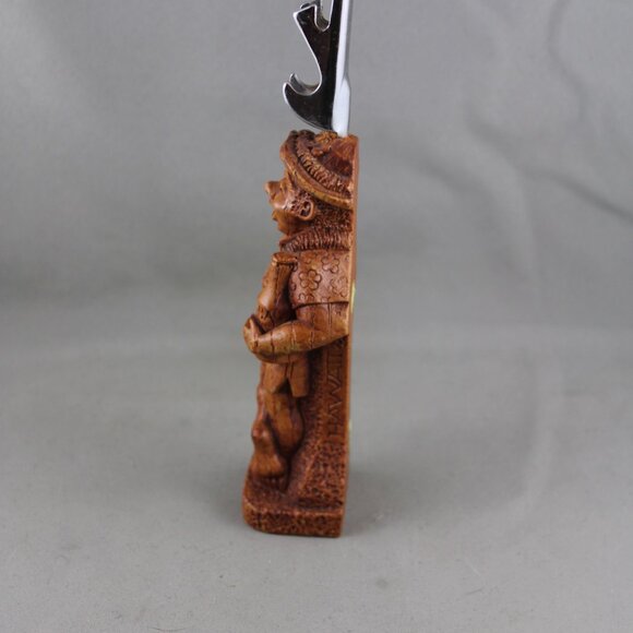 Vintage Tiki Bottle Opener - Coco Joe with a Rum Bottle - Hapa Wood - Picture 8 of 10